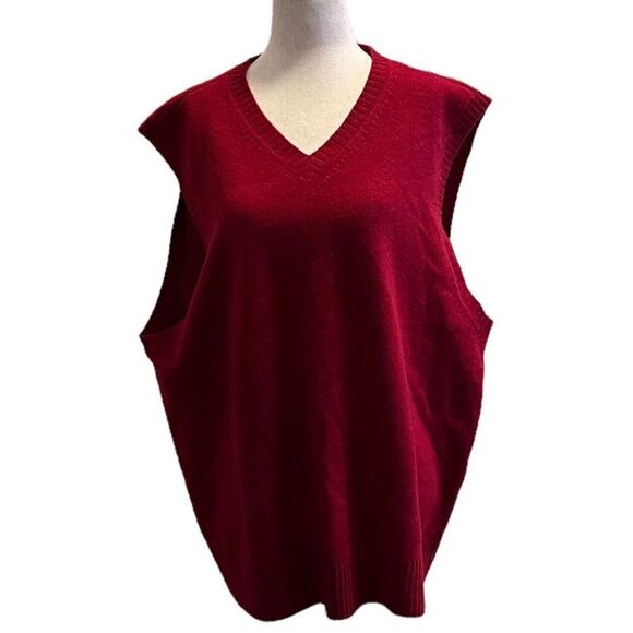 Club Room By Charter Club Lambswool V-Neck Sweater Vest Red Mens Size XLARGE - Picture 1 of 8